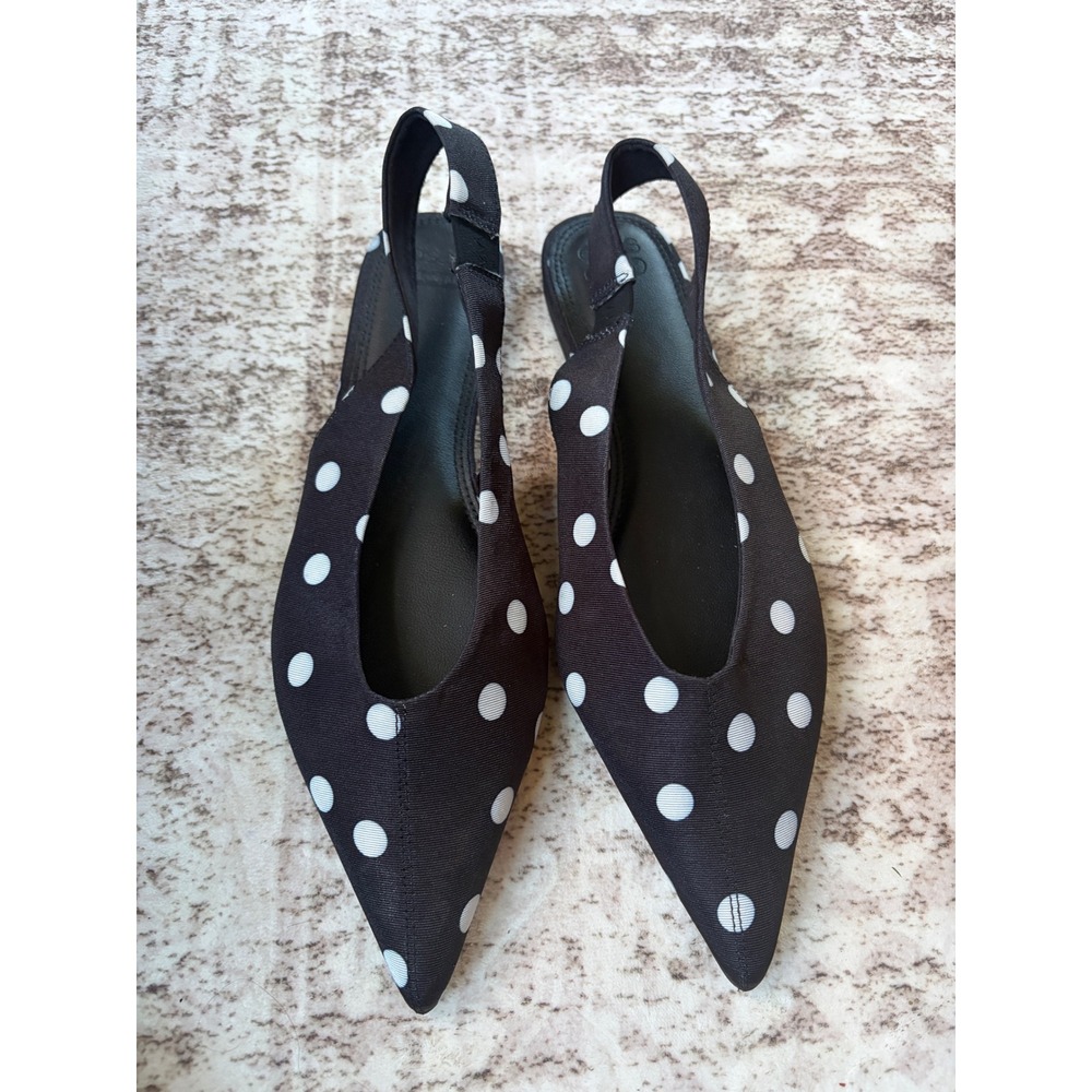 ASOS DESIGN Linford slingback ballet flats in polka dot size 9 New